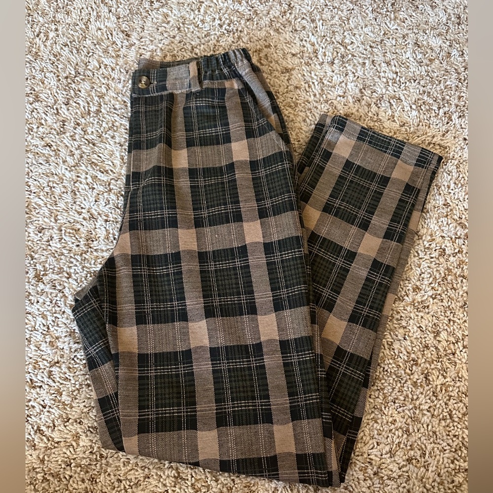 Gilded Intent Paper Bag Straight Legs Plaid Pants